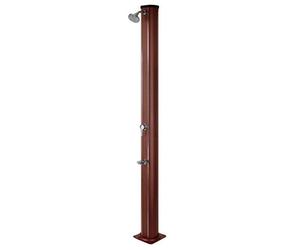 Gre DSALR32W Ducha solar redonda para jardín efecto madera, 32L, con lavapies