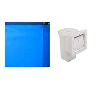 Gre FPR451 - Liner para Piscinas Redondas, Diámetro de 460 cm, Altura de 120 cm, Color Azul & AR100 - Skimmer para Piscina Estándar + Válvula de Impulsión, Color Blanco, 27 x 22 x 35 cm