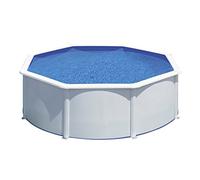 Piscina elevada de acero blanco redonda ø 3.5x1.2 m con depuradora de arena y escalera de seguridad gre