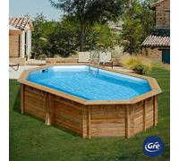 Gre Piscina de madera Grenada 2 (L x An x Al: 436 x 336 x 117 cm, 10.900 l, Marrón)