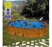 Gre Piscina Ovalada Acero 500x300x120 cm Liner PVC Azul 30/100 Depuradora Arena 4m³/h Escalera Tijera