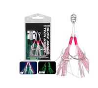 Greabuy 2 anzuelos pequeños para anzuelos, círculos, doble ayuda de pesca, baja y rápida caída