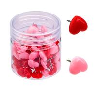 Greabuy 50/100/150 chinchetas de corcho con forma de corazón para tablón de anuncios decorativos, chinchetas de mapa para mostrar fotos, notas y notas