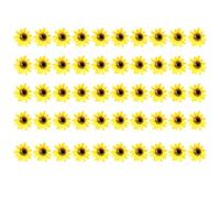 Greabuy 50 piezas de flores artificiales amarillas, girasoles falsos, suministros para manualidades, accesorios para el cabello para decoración de coronas de boda, flores decorativas amarillas para