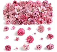 Greabuy 80 cabezas de flores artificiales de 25 a 43 mm para manualidades, ramos de boda, arreglos de decoración de pasteles, accesorios para el cabello, accesorios para el cabello