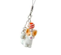 Greabuy Adorable llavero de perro flocado, anillos de resina ligeros, perfecto para viajes diarios, bolso de moda, regalo ligero, Cuerda para colgar, Talla única