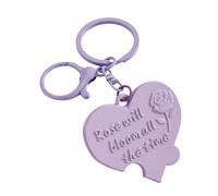 Greabuy Anillos de aleación de rosa vintage para viajes, accesorio de joyería con mecanismo de cierre seguro, anillos unisex en forma de corazón, llavero de aleación con letra de corazón, Morado