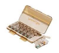 Greabuy Caja de bolo transparente de 7 días, 21 compartimentos, planificador de medicamentos transportable, tapa cerrada segura, grado alimenticio, para almacenamiento diario de nutrientes