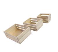 Greabuy Cajas de madera en miniatura de 3 piezas, pequeñas cajas de almacenamiento decorativas para casa de muñecas, accesorios de organización, caja de anidación de madera