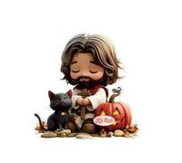 Greabuy Colgante de acrílico plano 2D con diseño de calabaza y santo padre, decoración de coche y sala de estar, adorno colgante para celebración, coche, decoración colgante de acrílico con espejo