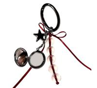 Greabuy Colgante de lazo de cinta vintage con cuentas elegantes decoraciones para el hogar elegante decoración de llaves adecuada para bodas, 16cm, Materiales mixtos