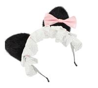 Greabuy Diademas de felpa con orejas de gatito con agarre de silicona antideslizante para juegos de rol y actividades deportivas