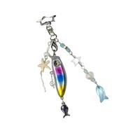Greabuy Divertido llavero funcional de peces con abalorio de estrella decorativa, accesorios para uso diario, llavero único de peces, color, Talla única