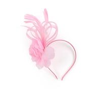 Greabuy Elegante accesorio para el pelo con plumas para mujer, diadema elástica con clip ajustable para carreras de caballos