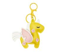Greabuy Elegante llavero de caballo pequeño en piel sintética resistente, perfecto para decorar llaves, bolsas y como un bonito soporte de regalo, amarillo, Talla única