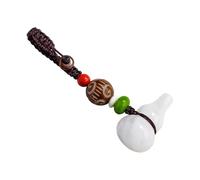 Greabuy Elegante llavero de calabaza Feng Shui con dije de cristal para llaves de coche y llavero de calabaza de la buena suerte, Cristal blanco, Talla única