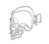Greabuy Elegante pinza de pelo calada con diseño de calavera, ligera, práctica, accesorio de metal para mujeres y hombres, estilo punk