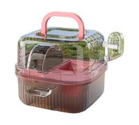 Greabuy Jaula para hámster para mascotas, casa de viaje con gran espacio y diseño transparente, rueda de ejercicio para animales pequeños, uso al aire libre, recinto para hámster
