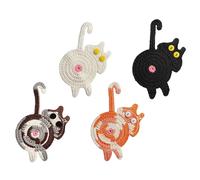 Greabuy Juego de 4 posavasos de tela de punto con forma de gato, para decoración del hogar, cocina, accesorios de comedor