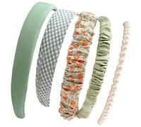 Greabuy Juego de 5 diademas de perlas retro francesas acolchadas suaves para mujeres, bodas, fiestas diarias