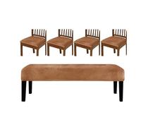 Greabuy Juego de 5 fundas suaves para bancos con taburete, diseños antideslizantes, configuración rápida, calidez de invierno, decoración del hogar, juego de bancos