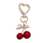 Greabuy Llavero con dije para mujer, accesorios únicos, llavero de cereza, hecho a mano, de resina, colgante de cereza, llavero para bolsa, Love Money, talla única