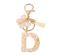 Greabuy Llavero de mariposa y letra, artículo de joyería combinado con borlas, bolsa de adorno, accesorio colgante para uso diario, elegante llavero con detalle de borlas de cuentas, D, Talla única