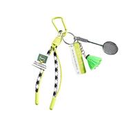 Greabuy Llavero deportivo verde tejido a mano con diseño de raqueta de tenis y pelota para entusiastas, colgante tejido a mano, a, Talla única