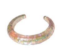 Greabuy Moda hacia adelante ligero acrílico geométrico iridiscente irregular cómodo brazalete accesorio declaración brazalete brazalete gran tamaño arco iris arte moderno inspirado festival joyería
