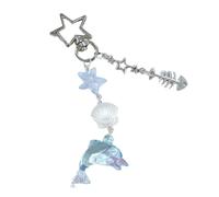 Greabuy Patrones de huesos de pez concha delfín encanto de delfín de moda concha teléfono colgante hermoso llavero accesorios, 10 cm, como se muestra en la imagen, 10cm, Como se muestra en la imagen