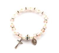 Greabuy Pulsera católica para mujer, con cuentas, elástica, rosario, joyería religiosa, elástica para mujer, 6*8MM10cm 20cm1.5cm 1.0*1.5cm, Cordón elástico de aleación de cristal de diamante brillante