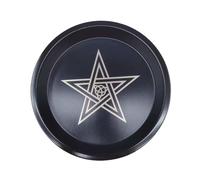 Greabuy Ritual Tray - Bandeja para altares, soporte de acero al carbono, bandeja redonda para decoración del hogar, candelabro, tarot, candelabro, soporte decorativo para tés