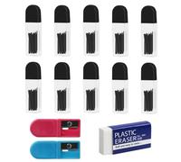 Greacesrio Minas Para Compás, 100 Piezas 2B 2mm Minas De Recambio Para Compás, Recambio Minas de Repuesto para Compás con Borrador y Sacapuntas, Buena para Crear Dibujos Matemáticos o Arquitectónicos