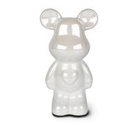 greafy Estatua de oso de cerámica - Escultura decorativa de alto brillo de 18 cm de alto en color blanco marfil para sala de estar, estantería, oficina y aparadores