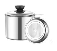 Grease Container - Cooking Oil Storage With Removable Mesh For Home Picnic Restaurant Cafe | Stainless Steel With Fine Mesh Strainer, Oil And Fat Separator, Reusable Cooking Storage