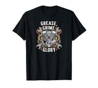 Grease Grime Glory Motorcycle Engine Biker Mechanic Camiseta