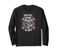 Grease Grime Glory Motorcycle Engine Biker Mechanic Manga Larga