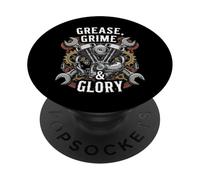 Grease Grime Glory Motorcycle Engine Biker Mechanic PopSockets PopGrip Adhesivo