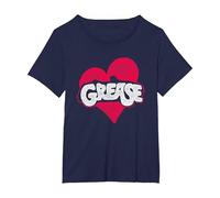 Grease Heart Camiseta, Mujer Tallas Grandes, Azul Marino, 4XL Grande