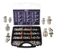 Grease Nipple Assortment - Kit de lubricación Zerk | Juego de Grasa Galvanizada de 270 Piezas para Maquinaria Agrícola, Camiones, Bicicletas, Equipos Industriales, Instrumentos Pesados y m
