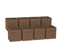 GREAT AIGOO Caja de Almacenaje con 1/4 /8 pcs, Set Cajas de juguetes, Cesta Organizador Cubos de Tela Plegable con Manijas para Hogar, Oficina, Estanterías, Armarios, Ropa, 31x31x31cm (8 Pcs, Marrón)