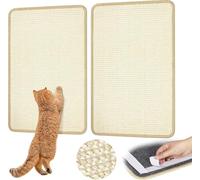 GREAT AIGOO Pack 2 Alfombrilla rascadora para Gatos, de sisal Natural, con Cintas Adhesivas de Velcro, Protege sofás y Muebles, 40x30cm (Beige)