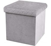 GREAT AIGOO Puff Baúl Plegable 38x38cm,CuadradoTaburete para Almacenamiento Otomanos Caja de almacenaje con Tapa Reposapiés Sofá (Treciopelo Gris)