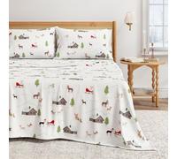 Great Bay Home 100% algodón Turco Juego de Ropa de Cama de Franela, Bolsillo Profundo, sábanas de Navidad Suaves, cálidas, antipilling (Reina, Cachorros de Invierno)