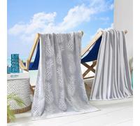 Great Bay Home Juego de 2 Toallas de Playa y Piscina Grises 100% algodón, para Adultos y niños, absorbentes y de Secado rápido, 76,2 x 152,4 cm, diseño de piñas y Rayas en Tonos Gris y Blanco