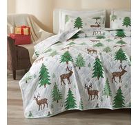 Great Bay Home Juego de edredón Reversible de 3 Piezas con Fundas de Almohada de Microfibra con Estampado navideño. Juego de edredón de Vacaciones de la colección Holly (King)