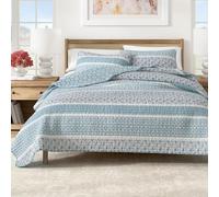 Great Bay Home Juego de Ropa de Cama, edredón Reversible Azul de 3 Piezas con 2 Fundas, Ligero, para Todas Las Estaciones, Acogedor, Moderno, Juegos de Colcha de Cachemira, colección Kadi, Azul,