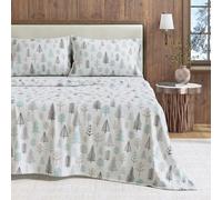 Great Bay Home Juego de sábanas de Franela tamaño matrimonial, 100% algodón Turco, Doble Cepillado, sábanas Estampadas, ultrasuaves, acogedoras, Juego de Ropa de Cama de 4 Piezas (Bosque Invernal)