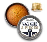 Great British Bakeware - Paquete de 2 moldes para tartas Victoria de 8 pulgadas, con doble revestimiento antiadherente, base fija, sin PFOA y BPA, fabricado en Inglaterra