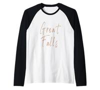 Great Falls Montana Vintage diseño Elegante Camiseta Manga Raglan